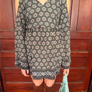 Elegant Patterned Cold Shoulder Dress